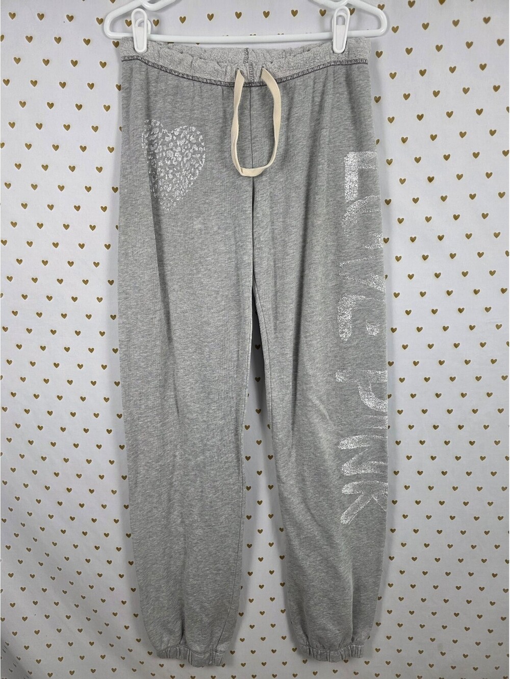Victorias Secret PINK Vintage Cheetah Heart Logo Sweats Sweatpants XS